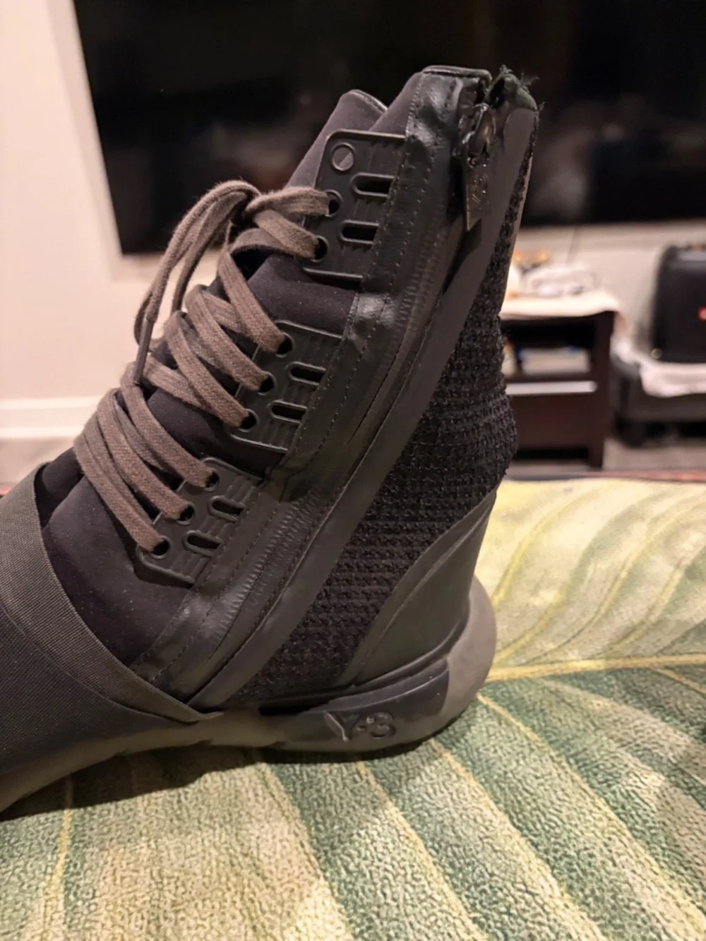 Yohji Yamamoto Y-3 x Adidas High Leather Zip Qasa Boot